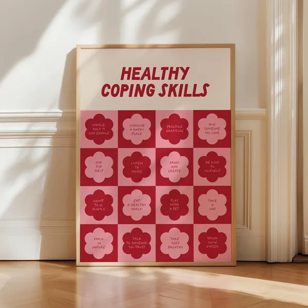 Coping Skills Poster, Therapy Office Decor