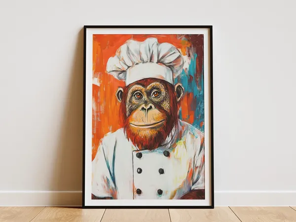 Chef Orangutan Funny Kitchen Animal Art Print