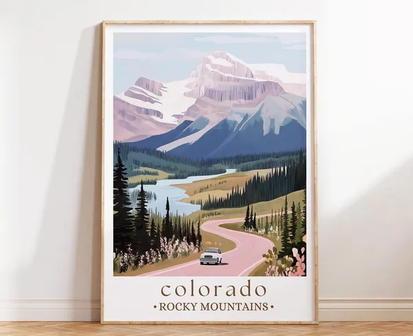 Colorado Mountain Landscape Travel Poster, Adventure Decor