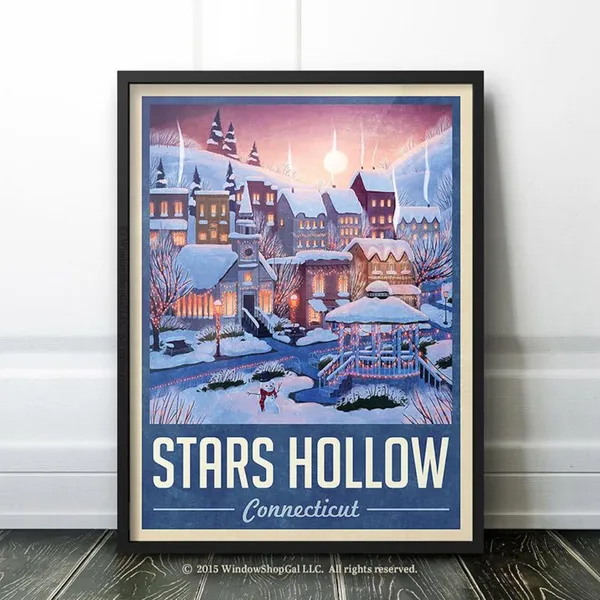 Stars Hollow Winter Holiday Travel Poster