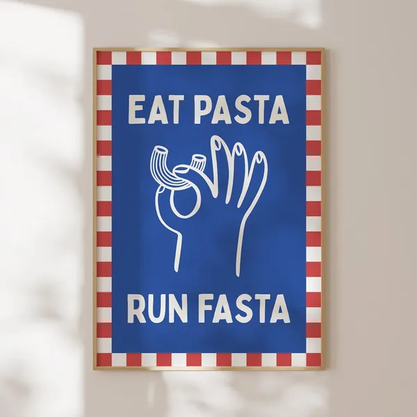 Retro Pasta Quote Poster, Italian Kitchen Wall Art