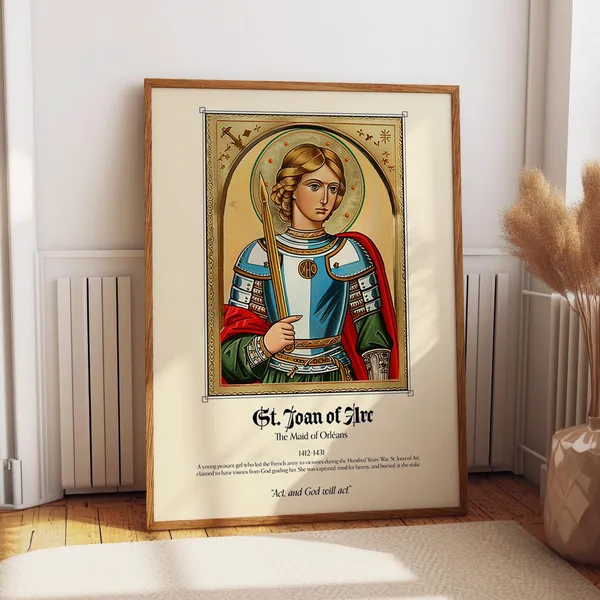 St Joan Of Arc Religious Art Print, Medieval Catholic