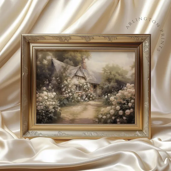 Vintage Cottage English Country Rose Garden Art Print