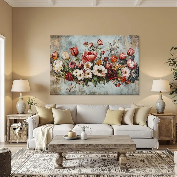 Rustic Floral Bouquet Art Print, Country Botanical Decor