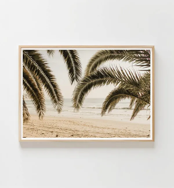 Pastel Neutral Beach Print, Coastal Palm Tree Poster