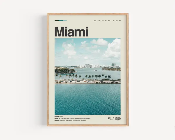 Miami Florida Travel Poster, South Beach to Wynwood