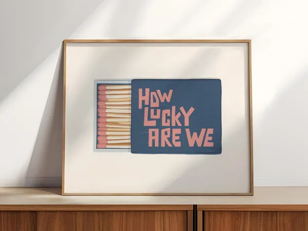 How Lucky Are We Art Print, Girly Home Decor