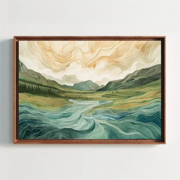 Northern Scotland Abstract Painting Art Print, British Decor