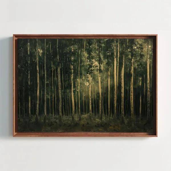 Green Forest Oil Painting, Nature Landscape Art Print