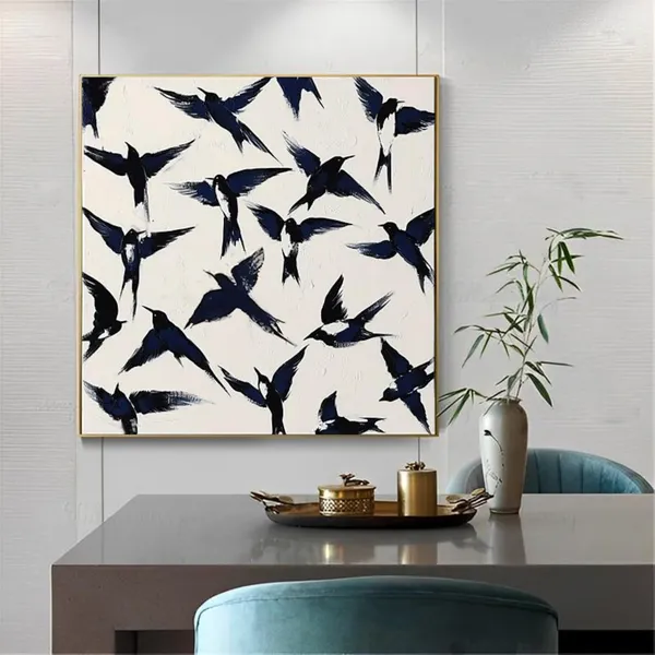 Abstract Swallow Japanese Style Art Print, Living Room
