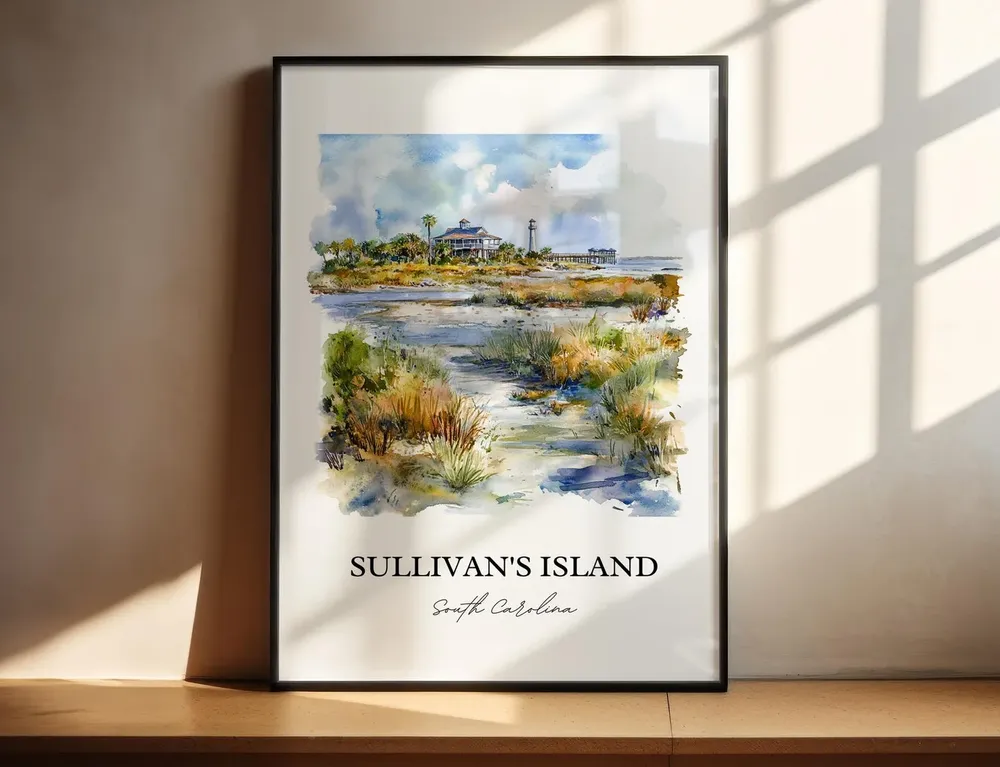 Sullivan's Island SC Travel Poster, Charleston Print