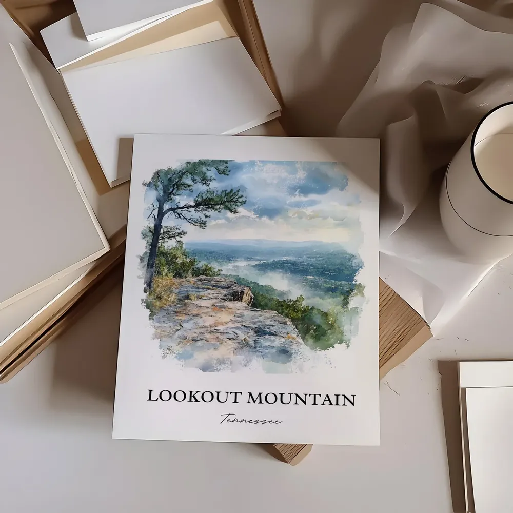 Lookout Mountain Ruby Falls Watercolor Travel Poster - Image 5