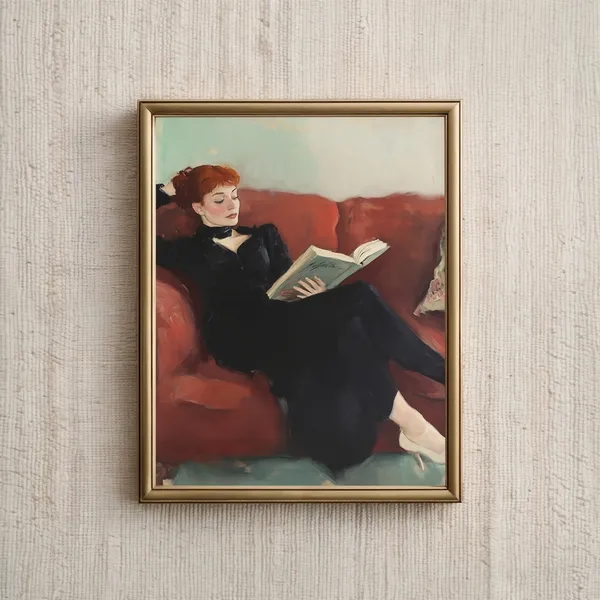 Women Reading Portrait, Vintage Art Print