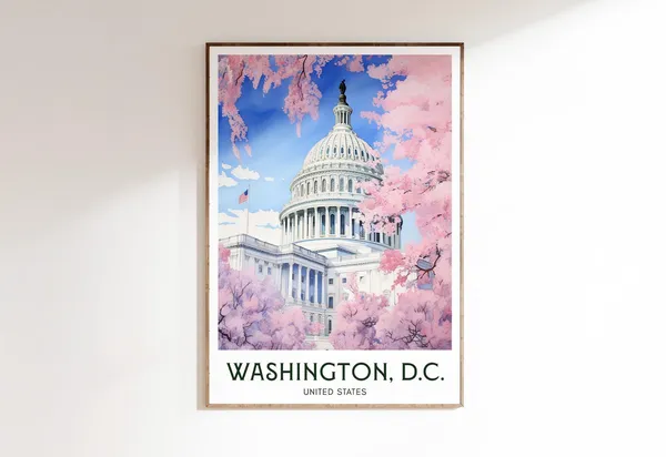 Washington DC Travel Poster, Mid-Century Modern Art