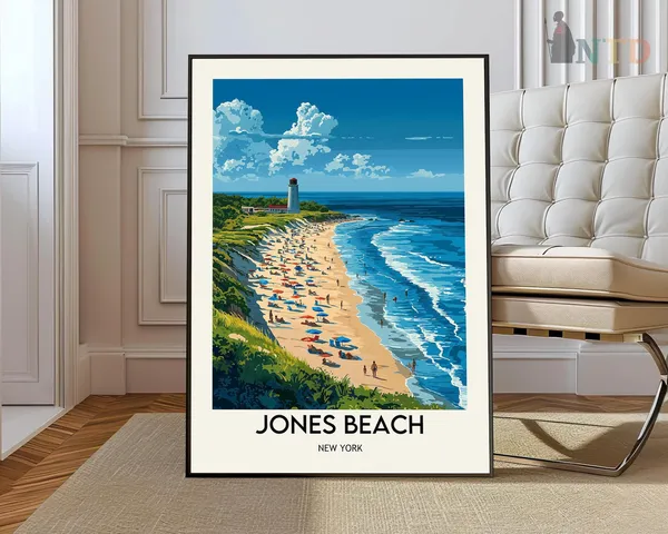 Jones Beach New York Travel Poster, Wall Art Print