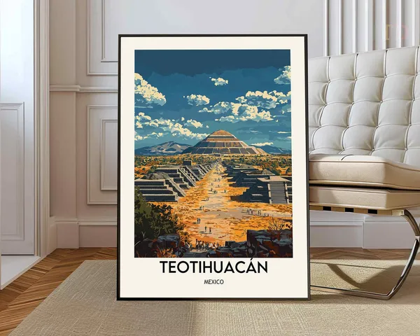 Teotihuacan Poster Print, Mexico Travel Wall Art