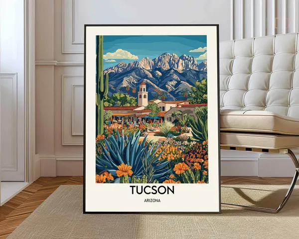 Tucson Arizona Travel Poster, City Wall Art Print