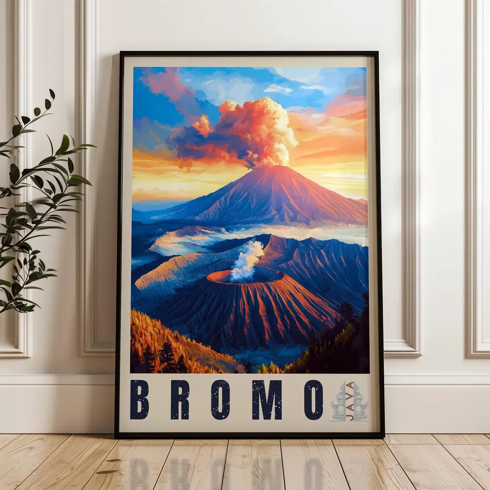 Mount Bromo Travel Poster, Java Volcano