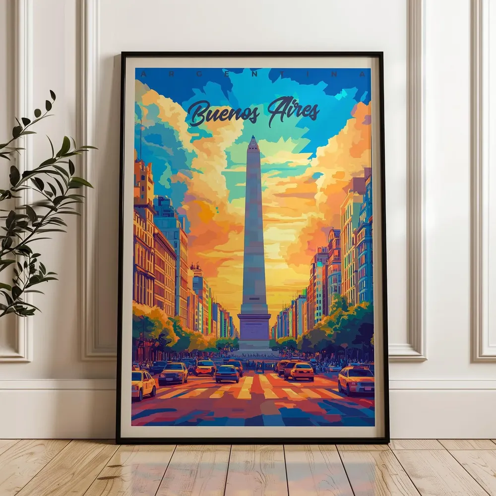 Buenos Aires Travel Poster, Argentina City Illustration