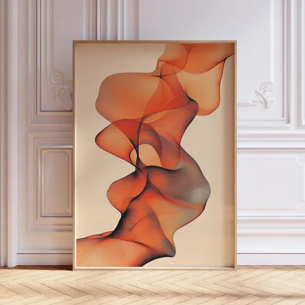 Burnt Orange Mid-Century Modern Abstract Art Print