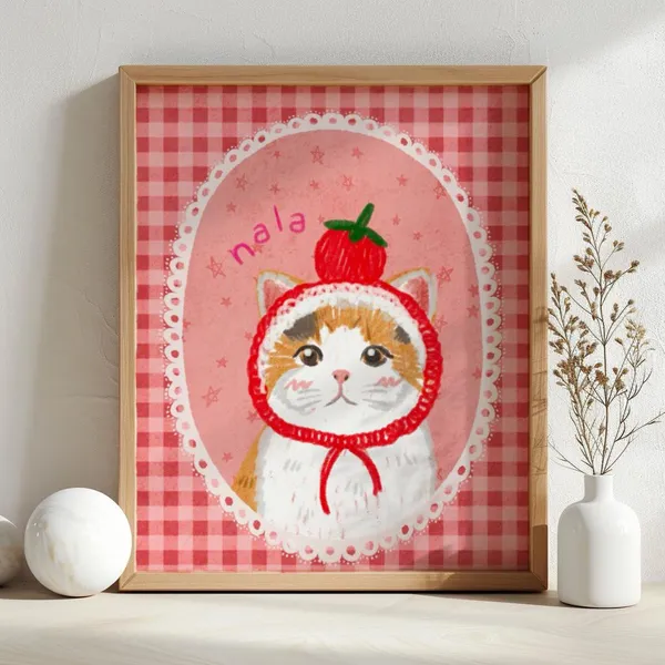 Custom Badly Drawn Pet Portrait Poster for Cat Lovers