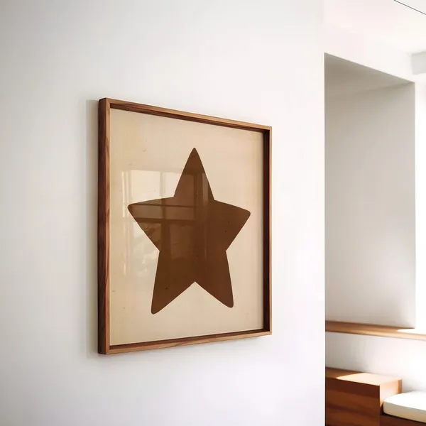 Brown Star Retro Western Hand-Drawn Art Print