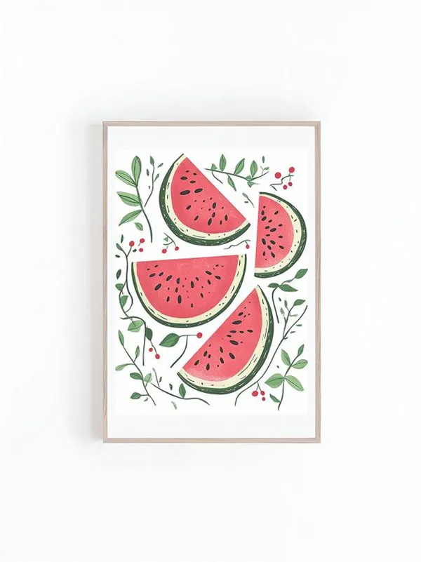 Watermelon Illustration, Botanical Kitchen Art Print