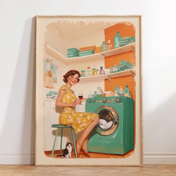 Funny Laundry Vintage Quote Poster Print, Retro 70s