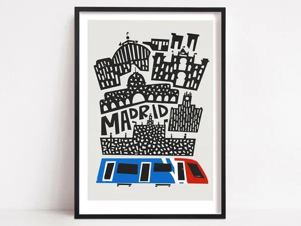 Madrid Mid-Century Travel Poster, City Map
