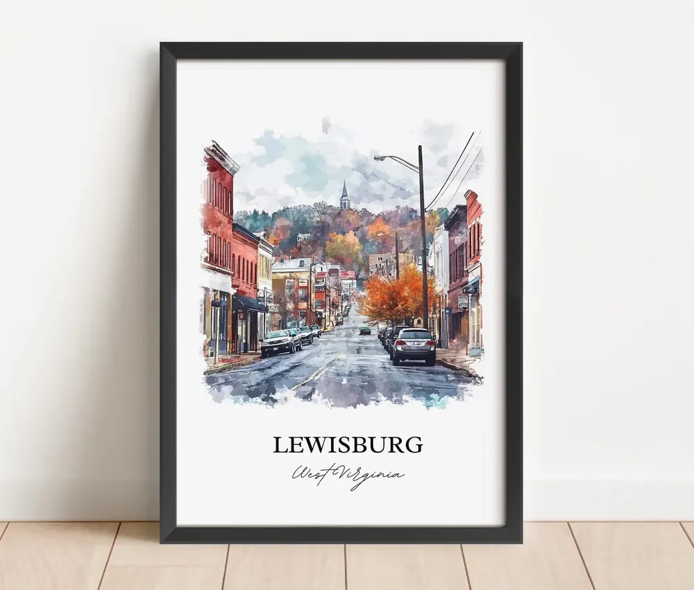 Lewisburg WV Watercolor Travel Poster, West Virginia - Image 3