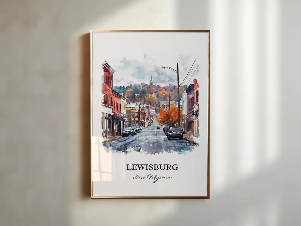 Lewisburg WV Watercolor Travel Poster, West Virginia - Image 4