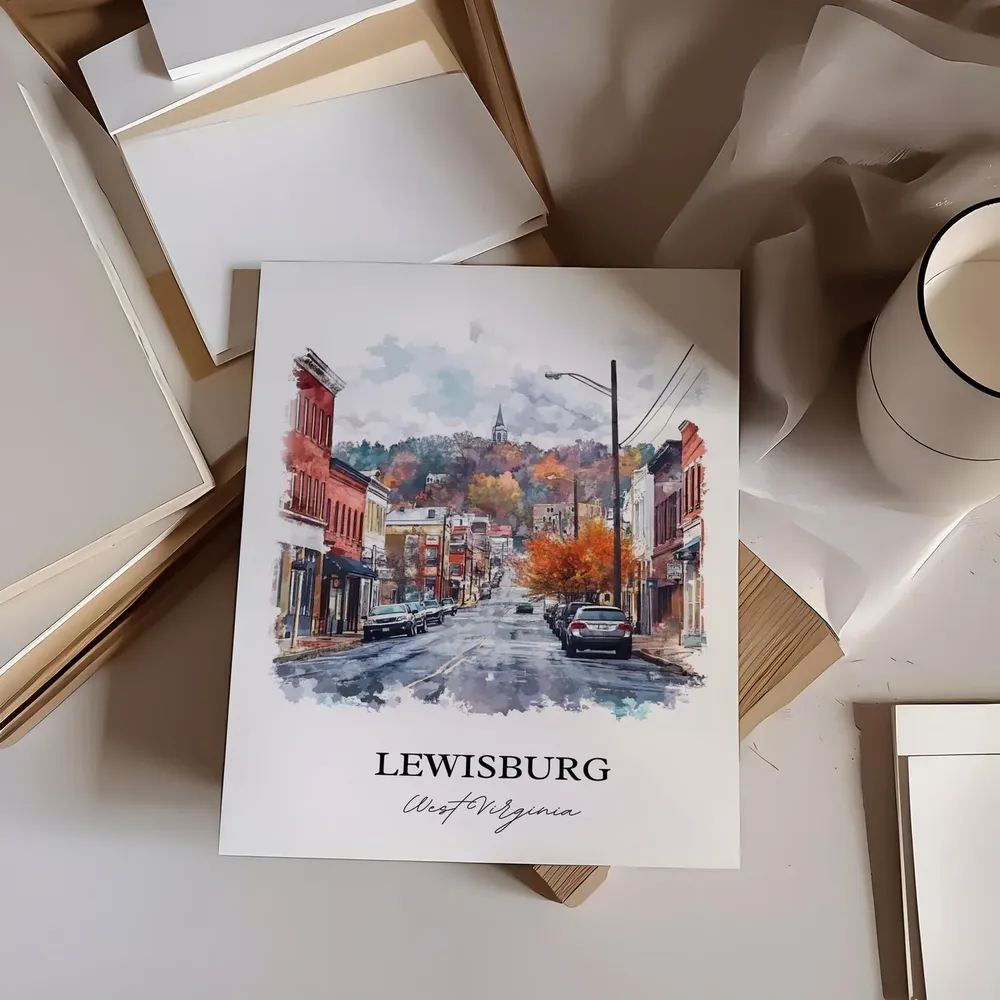 Lewisburg WV Watercolor Travel Poster, West Virginia - Image 2