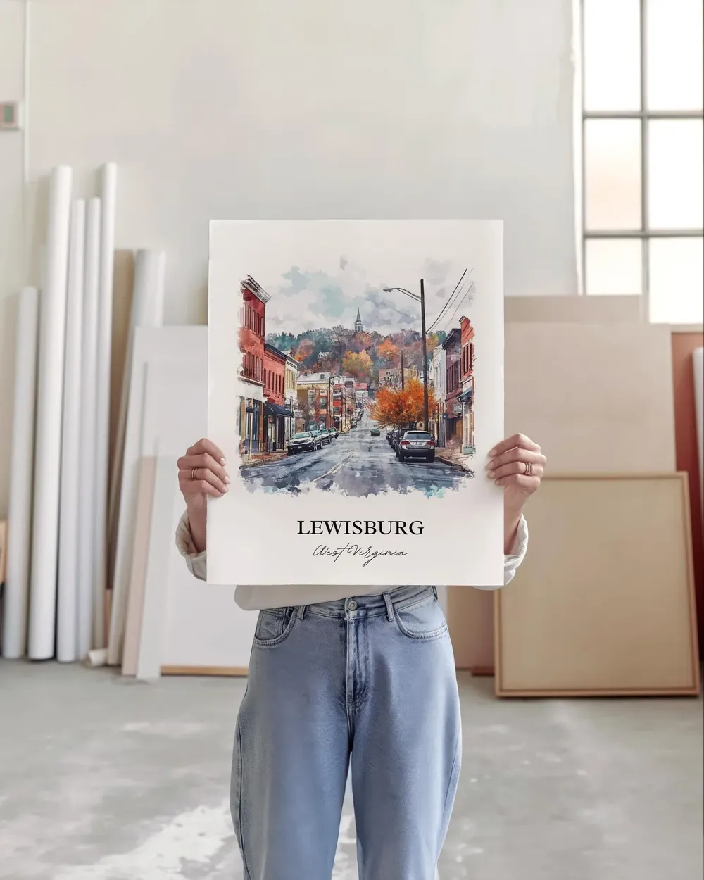 Lewisburg WV Watercolor Travel Poster, West Virginia - Image 5
