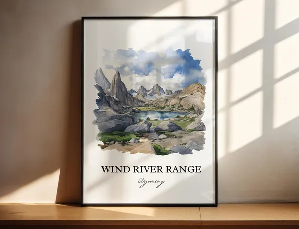 Wind River Range Travel Poster, Rocky Mountains Wyoming