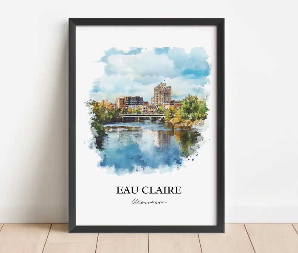 Eau Claire, Wisconsin Watercolor Travel Poster - Image 5