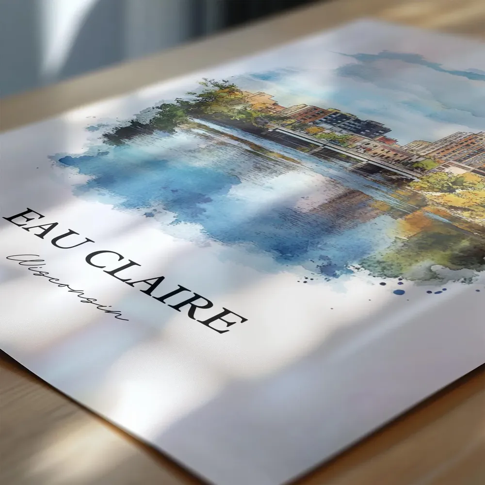 Eau Claire, Wisconsin Watercolor Travel Poster - Image 6