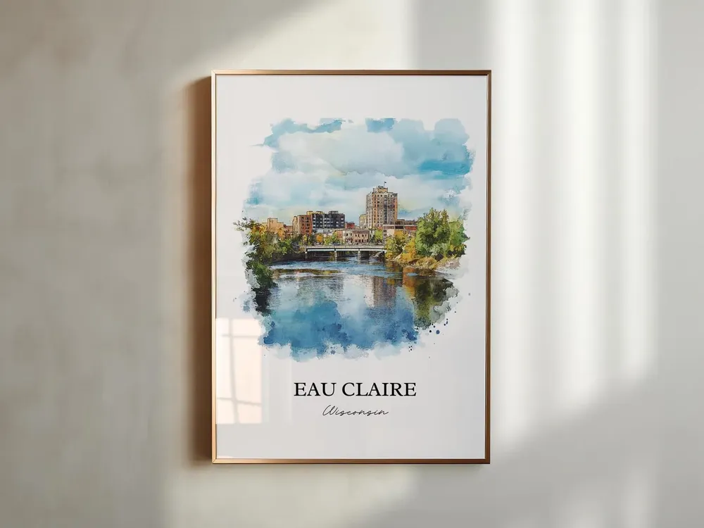 Eau Claire, Wisconsin Watercolor Travel Poster - Image 4