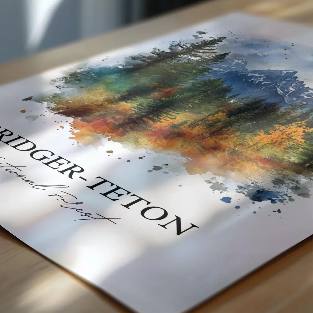 Bridgerteton Jackson Wyoming Watercolor Travel Poster - Image 6