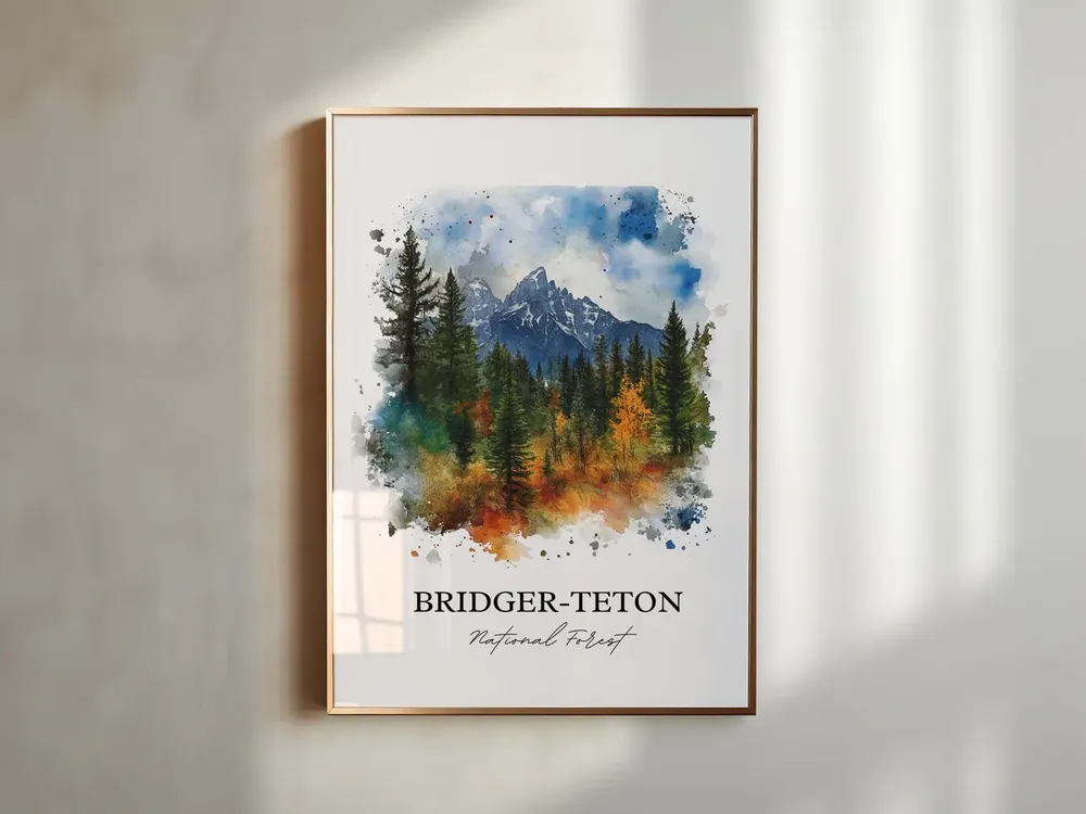 Bridgerteton Jackson Wyoming Watercolor Travel Poster - Image 3