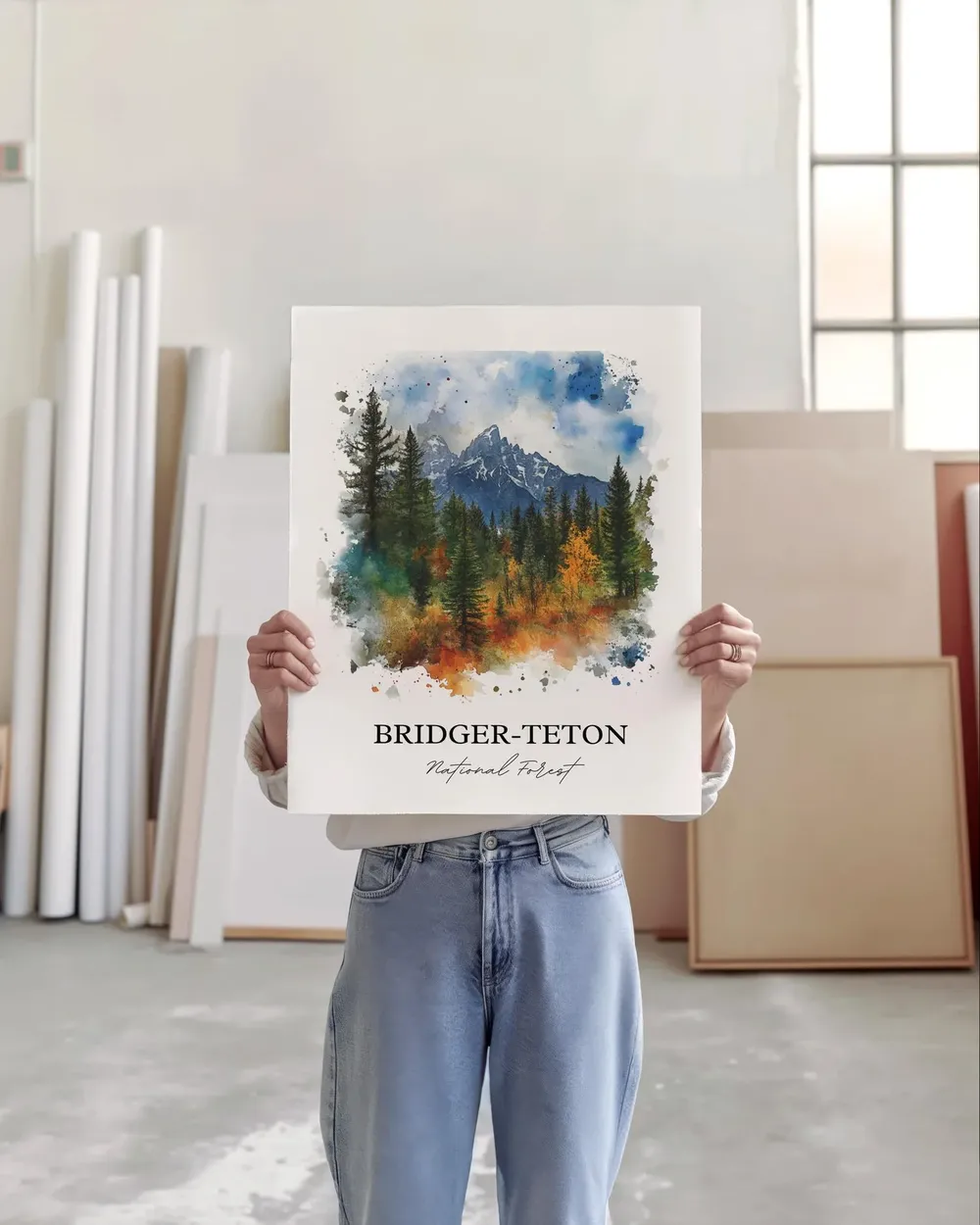 Bridgerteton Jackson Wyoming Watercolor Travel Poster - Image 4