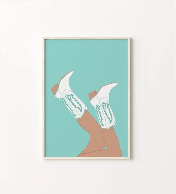 Turquoise Rodeo Print, Preppy Western Art