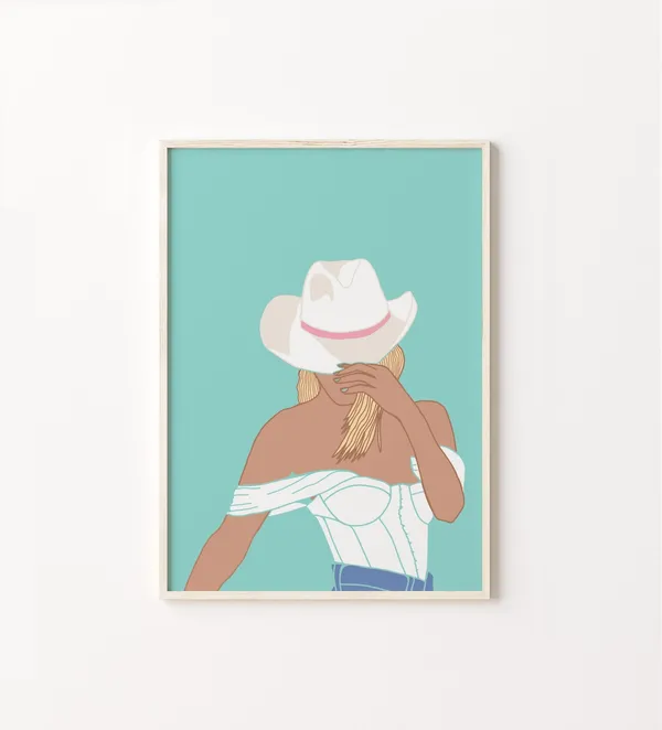 Cowgirl Turquoise Western Boho Art Print