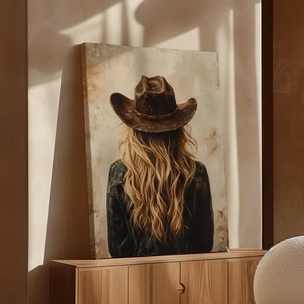 Western Cowgirl Poster, Rustic Vintage Country Decor