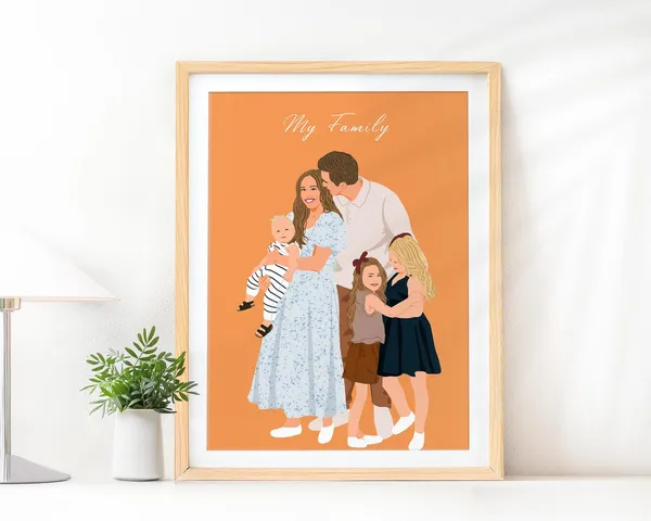 Custom Family Portrait Drawing, Personalized Gift