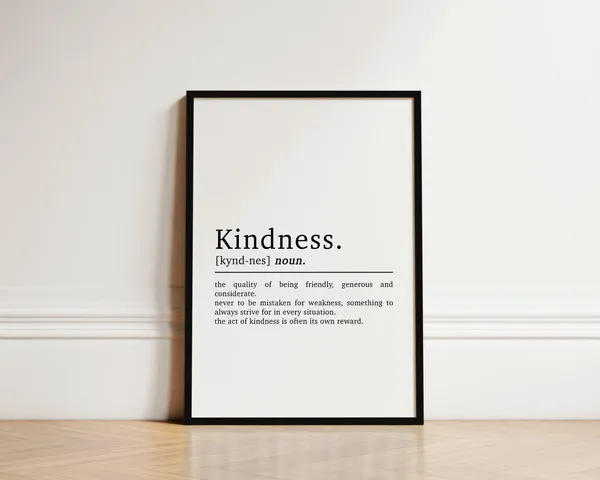 Kindness Definition Be Kind Inspirational Quote Art Print