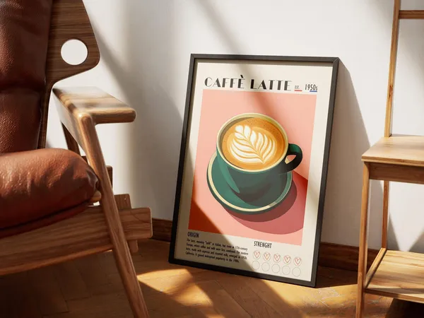 Caffe Latte Vintage Coffee Wall Art Print