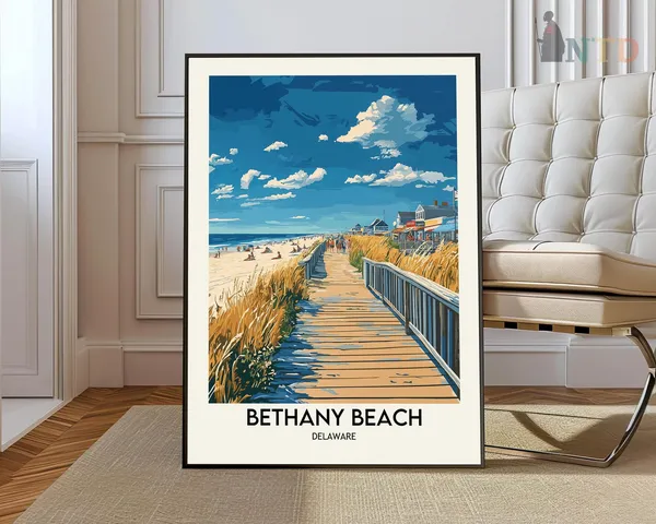 Bethany Beach Travel Poster, Coastal Delaware