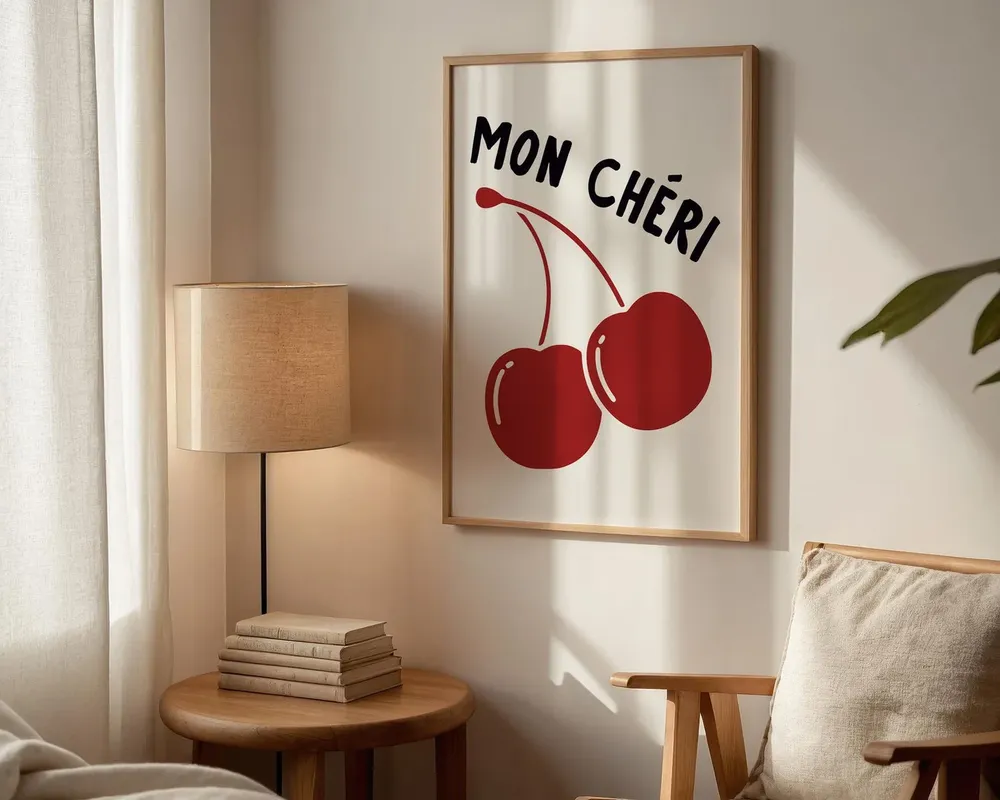 Mon Cheri Cherry Print, French Wall Art - Image 3