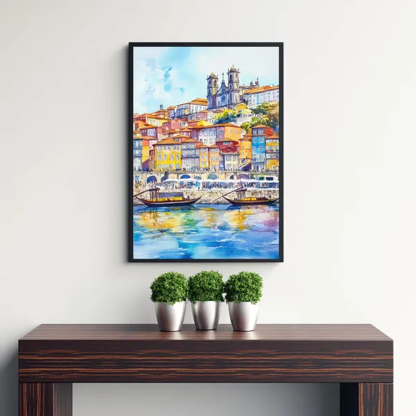 Porto Portugal Watercolor Art Print, Douro River