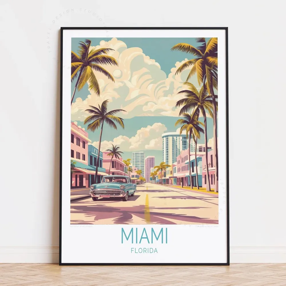 Miami Florida Travel Poster, Travel Poster